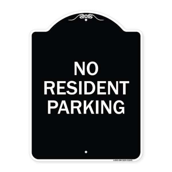 Signmission Reserved Parking No Resident Parking Heavy-Gauge Aluminum Sign, 24" x 18", BW-1824-23045 A-DES-BW-1824-23045 - main